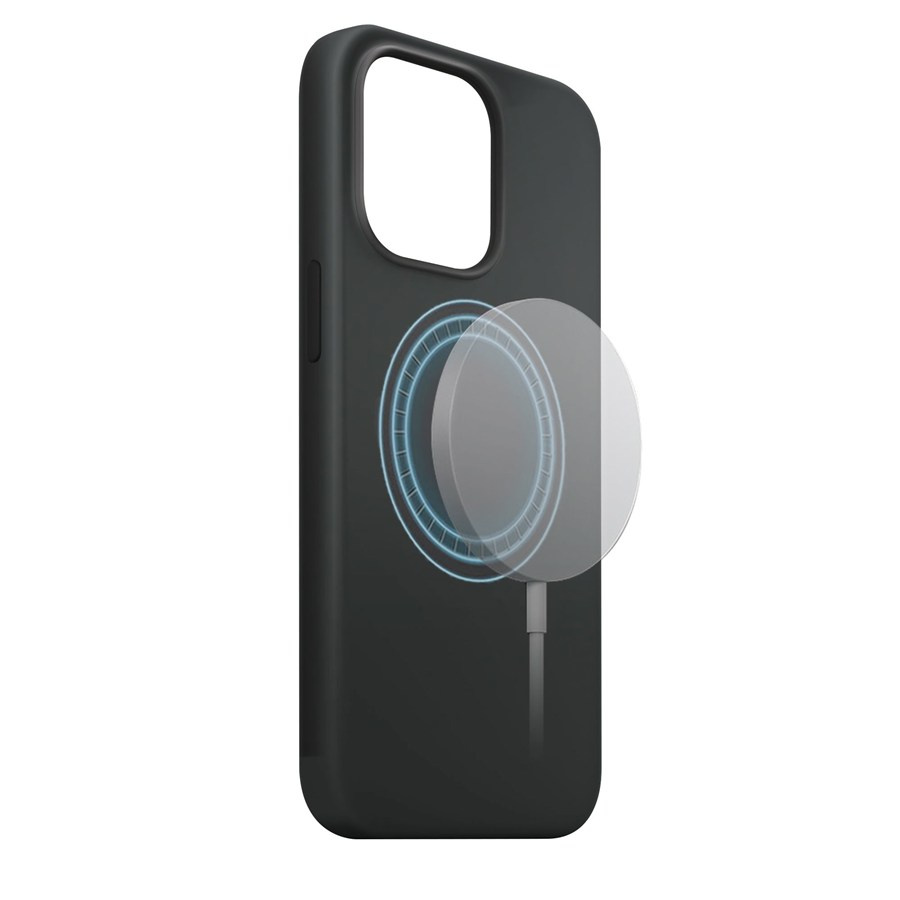 XQISIT NP SILIKONINIS DĖKLAS ANTI BAC MAGSAFE, RECYCLED FOR IPHONE 15 PLUS JUODAS