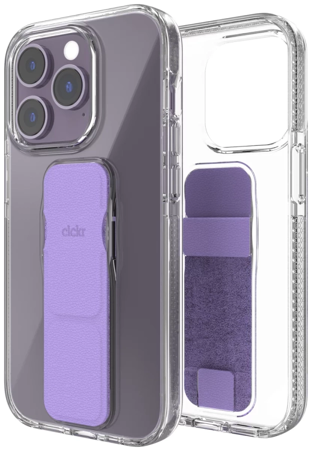 CLCKR GRIPCASE CLEAR IPHONE 14 skaidrus/violetinis