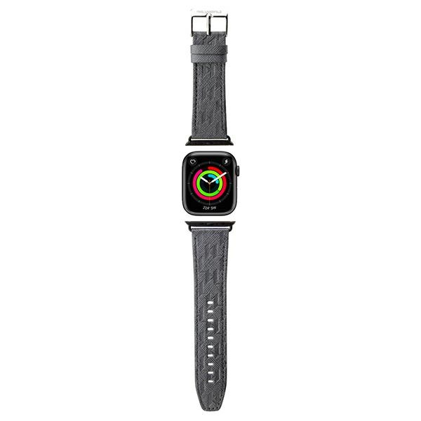 Karl Lagerfeld Saffiano Monogram dirželis skirtas Apple Watch 38/40/41mm - sidabrinis
