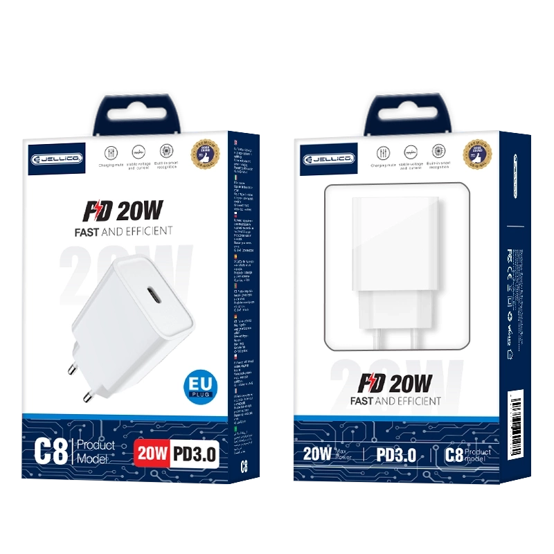JELLICO tinklinis įkroviklis C8 PD 20W 1xUSB-C Baltas