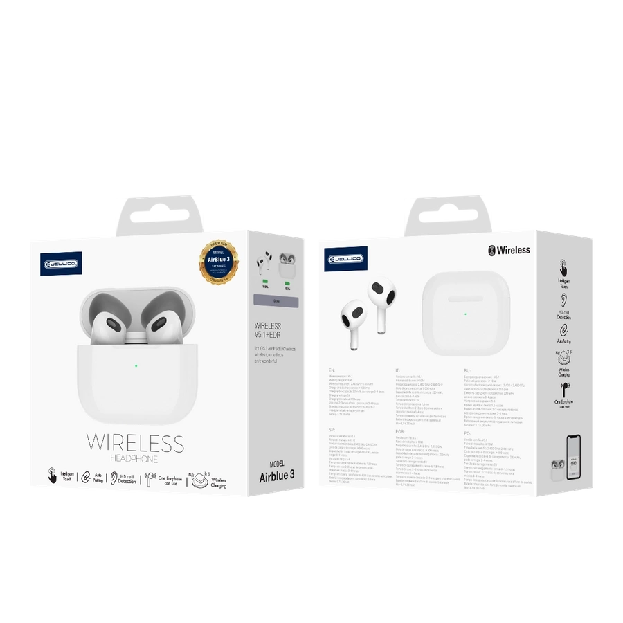 JELLICO belaidės ausinės AirBlue 3 Baltas