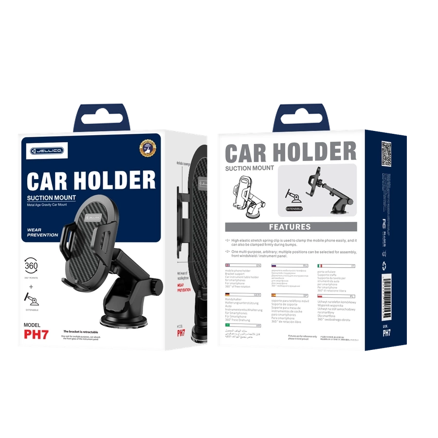 JELLICO automobilinis gravitacinis laikiklis PH7 Juodas