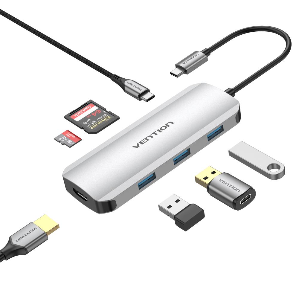 Vention 7-in-1 USB-C prijungimo stotelė, 0.15m