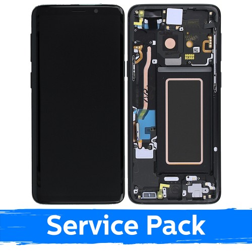 Ekranas skirtas Samsung G960 S9 su rėmeliu / Midnight Black / (Service Pack)