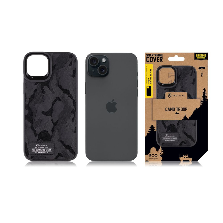 Tactical Camo Troop Dėklas for Apple iPhone 15 Plus Juodas
