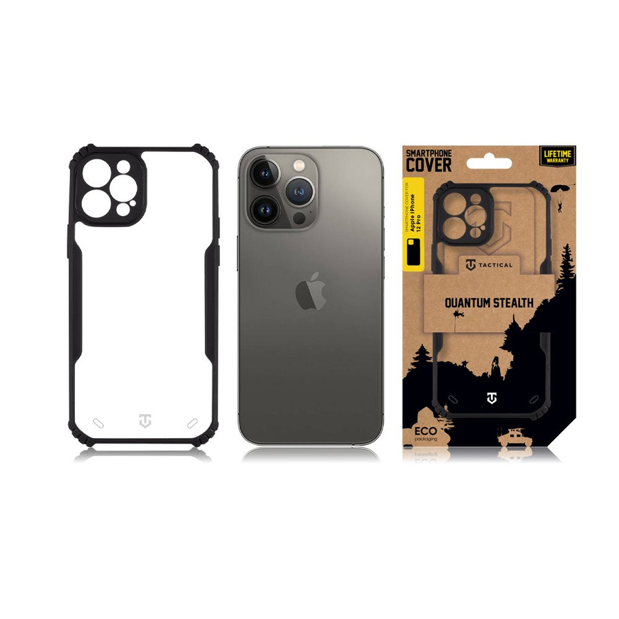 Tactical Quantum Stealth Dėklas for Apple iPhone 12 Pro Skaidrus/Juodas