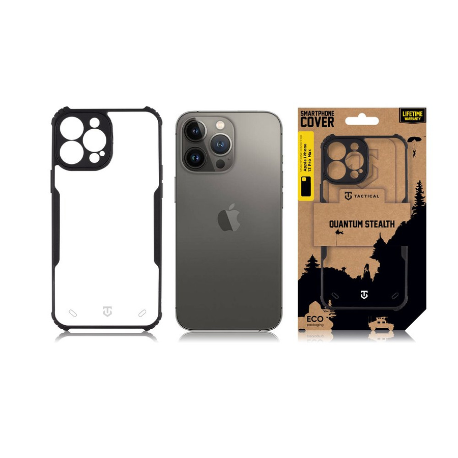 Tactical Quantum Stealth Dėklas for Apple iPhone 13 Pro Max Skaidrus/Juodas