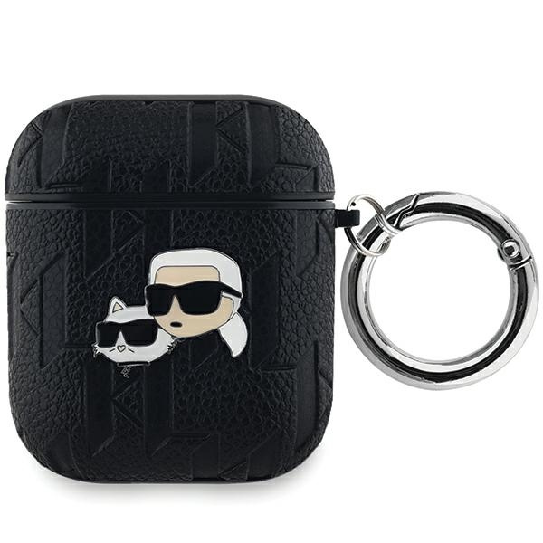 Karl Lagerfeld KLA2PGKCPK AirPods 1/2 dėklas juodas Monogram Karl & Choupette Head