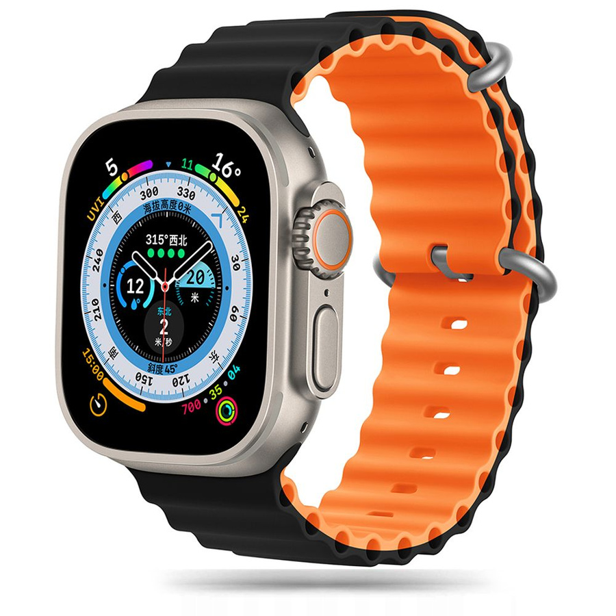 TECH-PROTECT ICONBAND PRO APPLE WATCH 4 / 5 / 6 / 7 / 8 / 9 / SE / ULTRA 1 / 2 (42 / 44 / 45 / 49 MM) JUODAS/ORANŽINIS