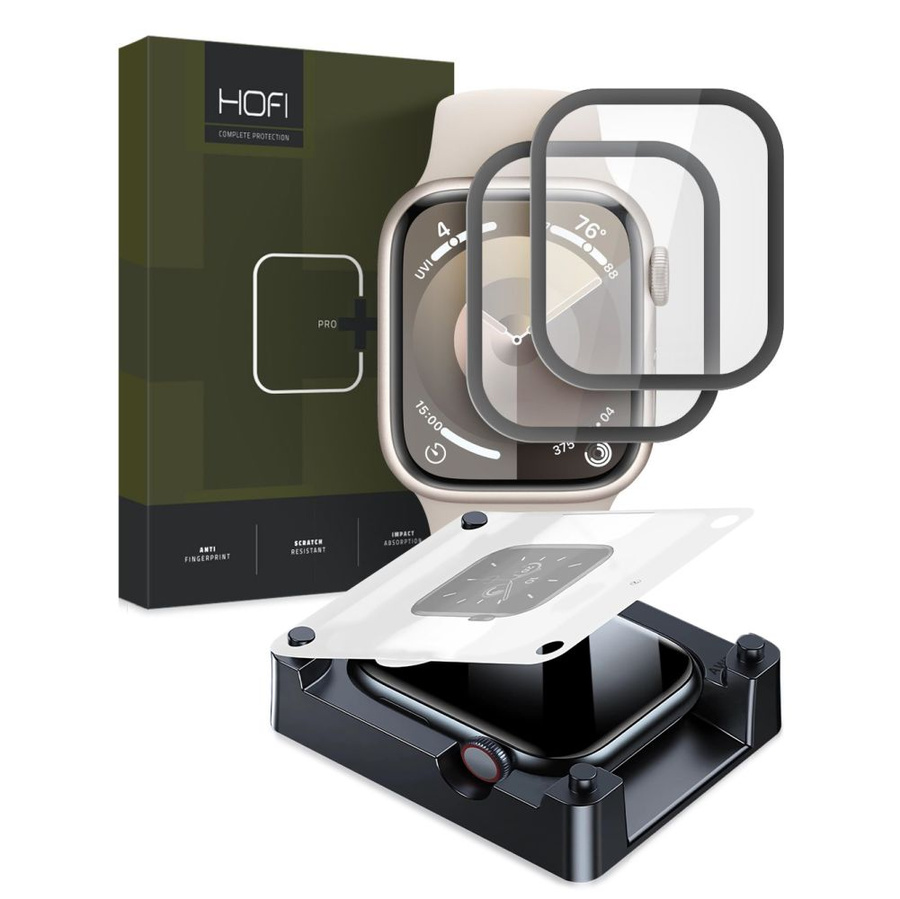 HIBRIDINIS STIKLAS HOFI HYBRID PRO+ 2-PACK APPLE WATCH 7 / 8 / 9 (41 MM) JUODAS