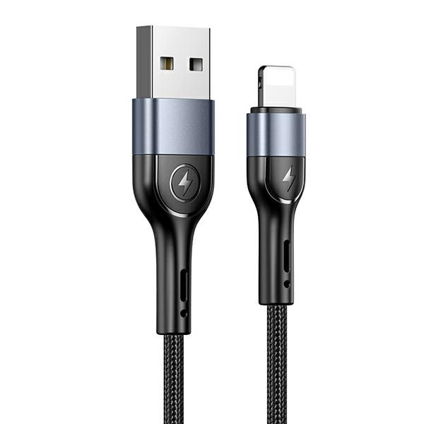 USAMS Pintas laidas U55 2A lightning juodas 1m SJ448USB01 (US-SJ448)