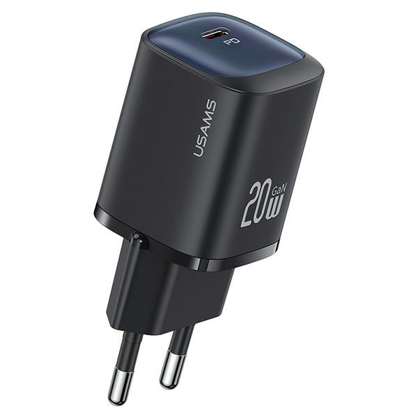 USAMS Tinklo įkroviklis CC248 20W GaN USB-C Fast Charging HC Series juodas CC248TC01