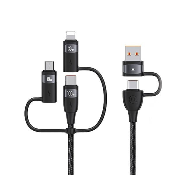 USAMS Laidas U85 2xUSB-C/USB/Micro-USB/ Lightning 6w1 1,2m 100W PD Fast Charge juodas SJ645USB01 (US-SJ645)