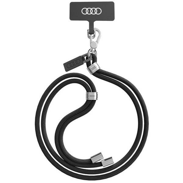 Audi universalus telefono dirželis 120cm 6mm per petį juodas AU-CBL6-R8/D1-BK