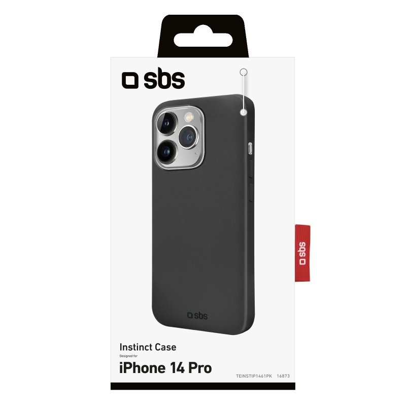 SBS Juodas Instinct Dėklas Rigid, velvet touch, skirtas iPhone 14 Pro