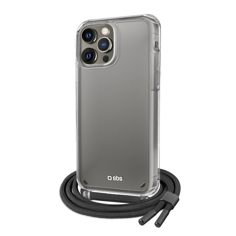 SBS Skaidrus dėklas su spalvotu kaklo dirželiu skirtas iPhone 13 Pro