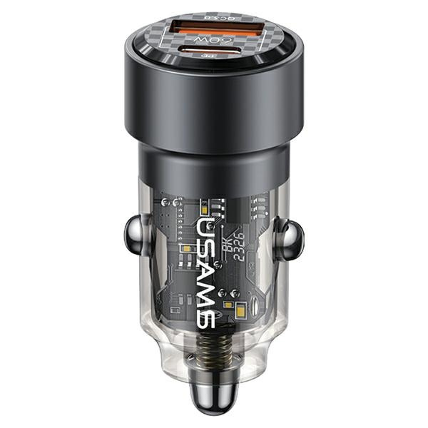 USAMS Automobilinis įkroviklis C39 USB+USB-C 60W Fast Charge juodas CC208CC01 (US-CC208)