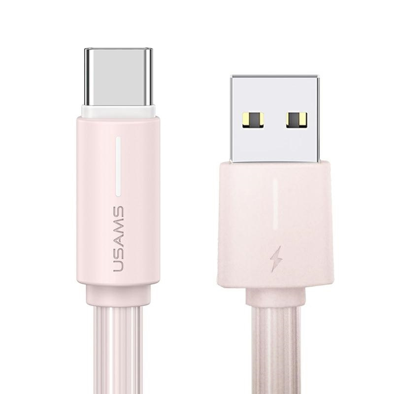 USAMS Laidas USB-C 3A YU Series 1m USB-C/USB-A rožinis SJ732USB04 (US-SJ732)