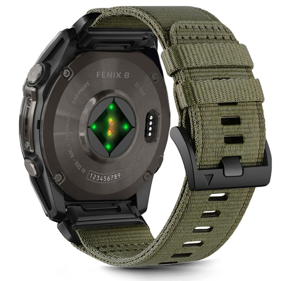 Dirželis TECH-PROTECT NYLON CLASSIC GARMIN FENIX 5X / 5X PLUS / 6X / 6X PRO / 7X / 8 (51 MM) alyvinis žalias