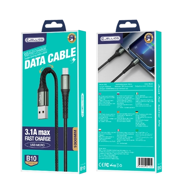 JELLICO Laidas B10 Micro USB 3.1A 1M juodas