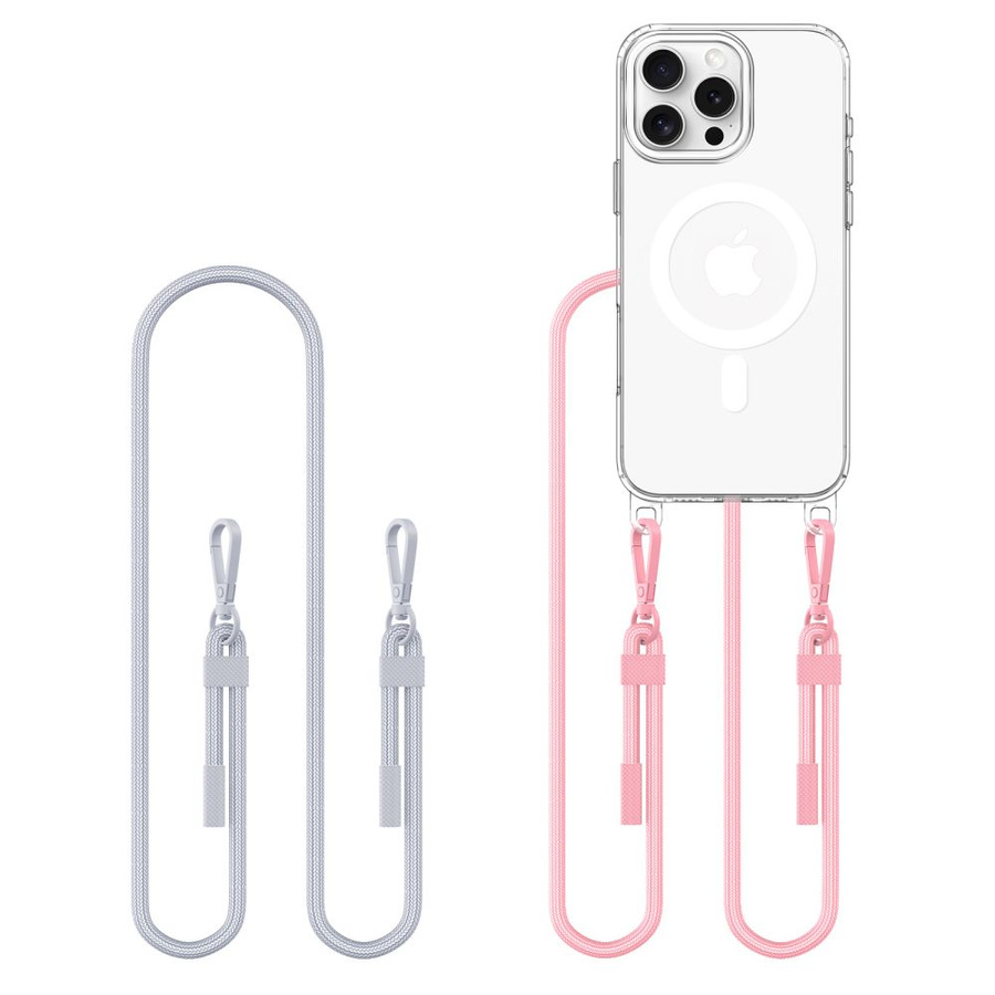 Dėklas TECH-PROTECT FLEXAIR CHAIN MAGSAFE IPHONE 16 PRO pilkas & rožinis