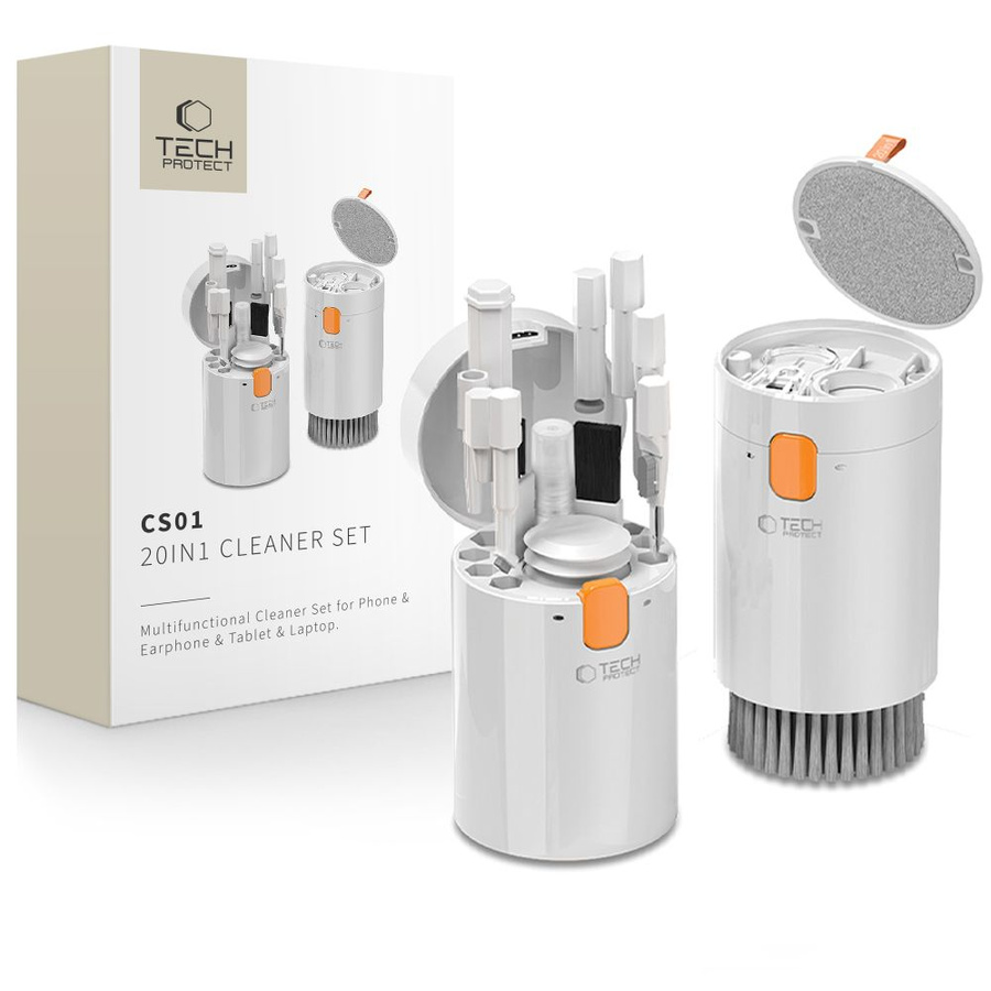 TECH-PROTECT CS01 valymo rinkinys 20IN1 telefonui, ausinėms, planšetei ir nešiojamam kompiuteriui baltas
