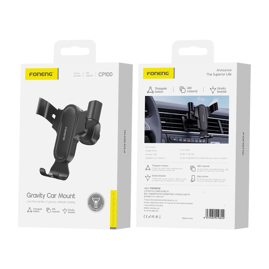 FONENG gravitacinis automobilinis laikiklis CP100 juodas