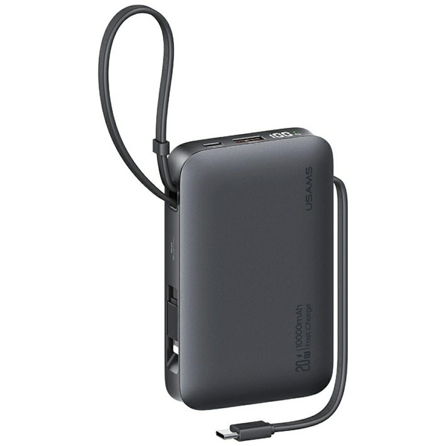 Išorinė baterija USAMS XR Series CD228 10000mAh 20W + laidas USB-C/Lightning juodas