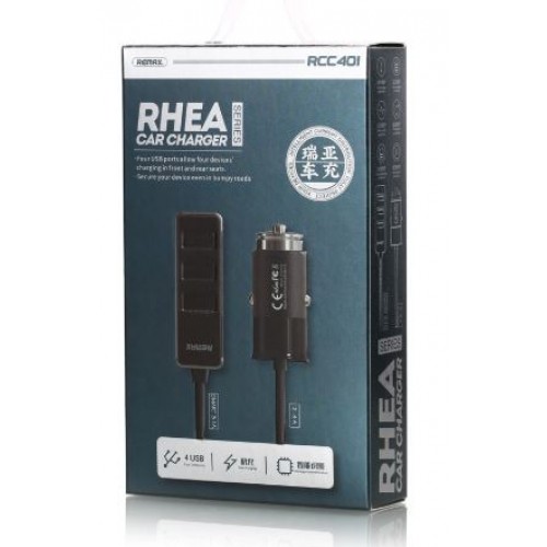 Automobilinis įkroviklis Remax "Rhea" RCC401 juodas 3.1A (4xUSB)