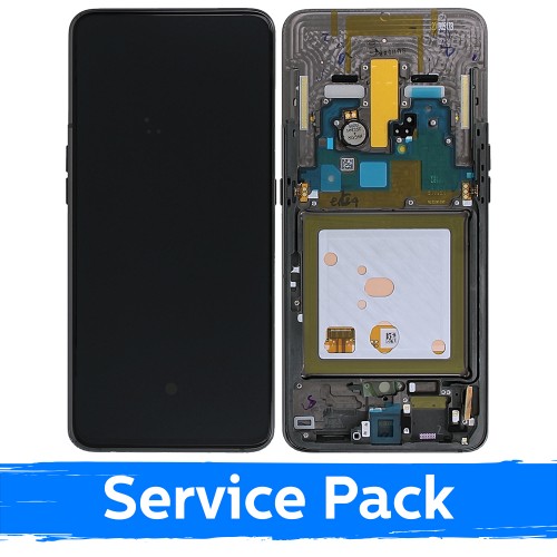 Ekranas skirtas Samsung A805 2019 A80 juodas su rėmeliu (Service Pack)