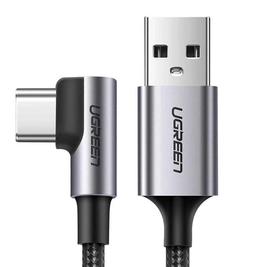 Ugreen US284 70255 USB-A (straight) / USB-C (angled) 3A laidas skirtas 3m - pilkas