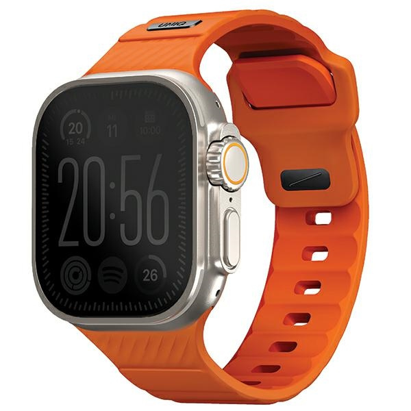 UNIQ dirželis Stride Apple Watch Series 1/2/3/4/5/6/7/8/9/SE/SE2/Ultra/Ultra 2 42/44/45/49mm FKM guminis oranžinis