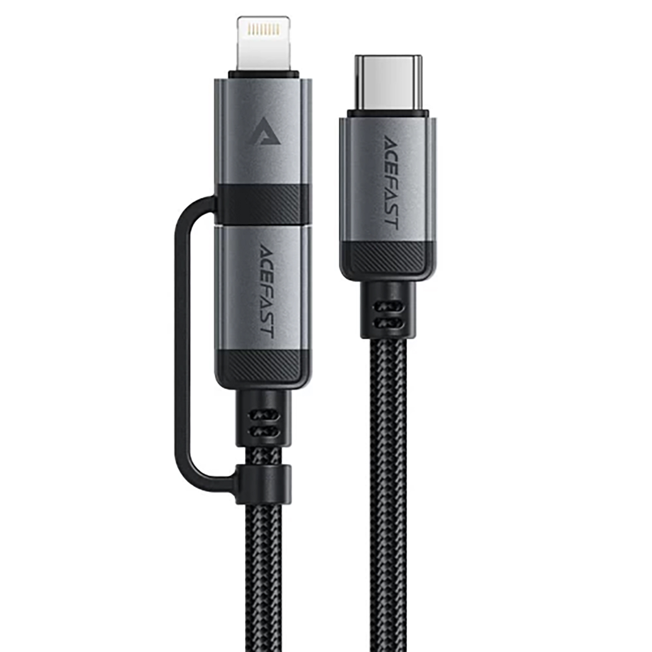 Acefast C20-01 USB-C - USB-C/ Lightning kabelis 60W/30W 480Mb/s 3A 1.2m - juodas