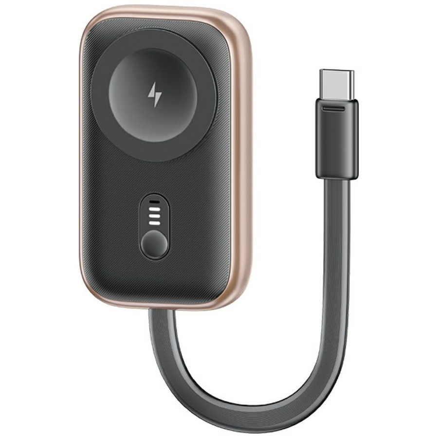 Indukcinis įkroviklis 2in1 Usams CD245 Apple Watch su išorine baterija 1200mAh + USB-C laidas tamsus
