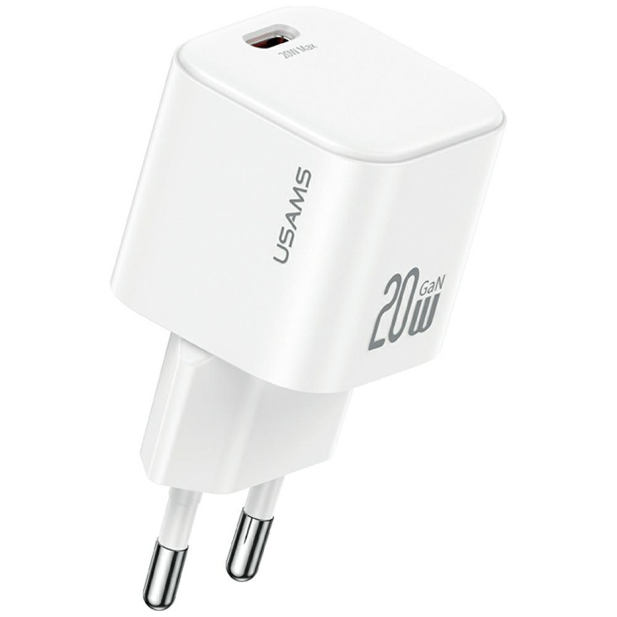 Tinklo įkroviklis USAMS JO Series CC260 20W USB-C + USB-C/USB-C laidas 1m baltas