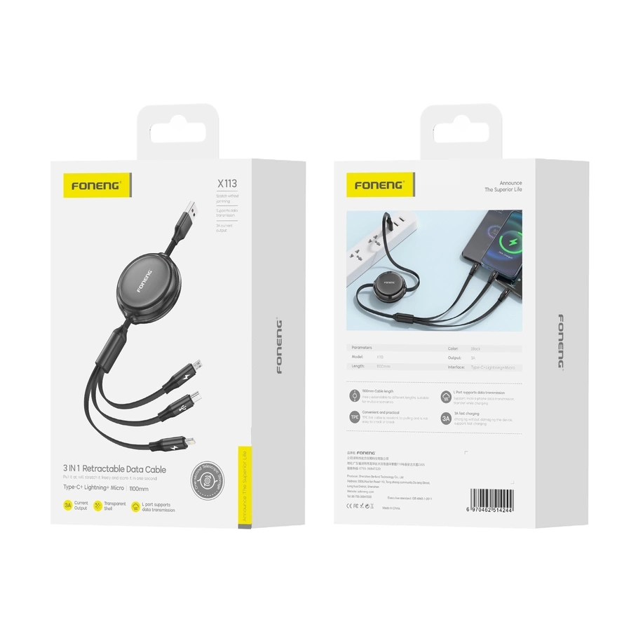 FONENG belaidis 3in1 įkroviklis CP126 15W baltas