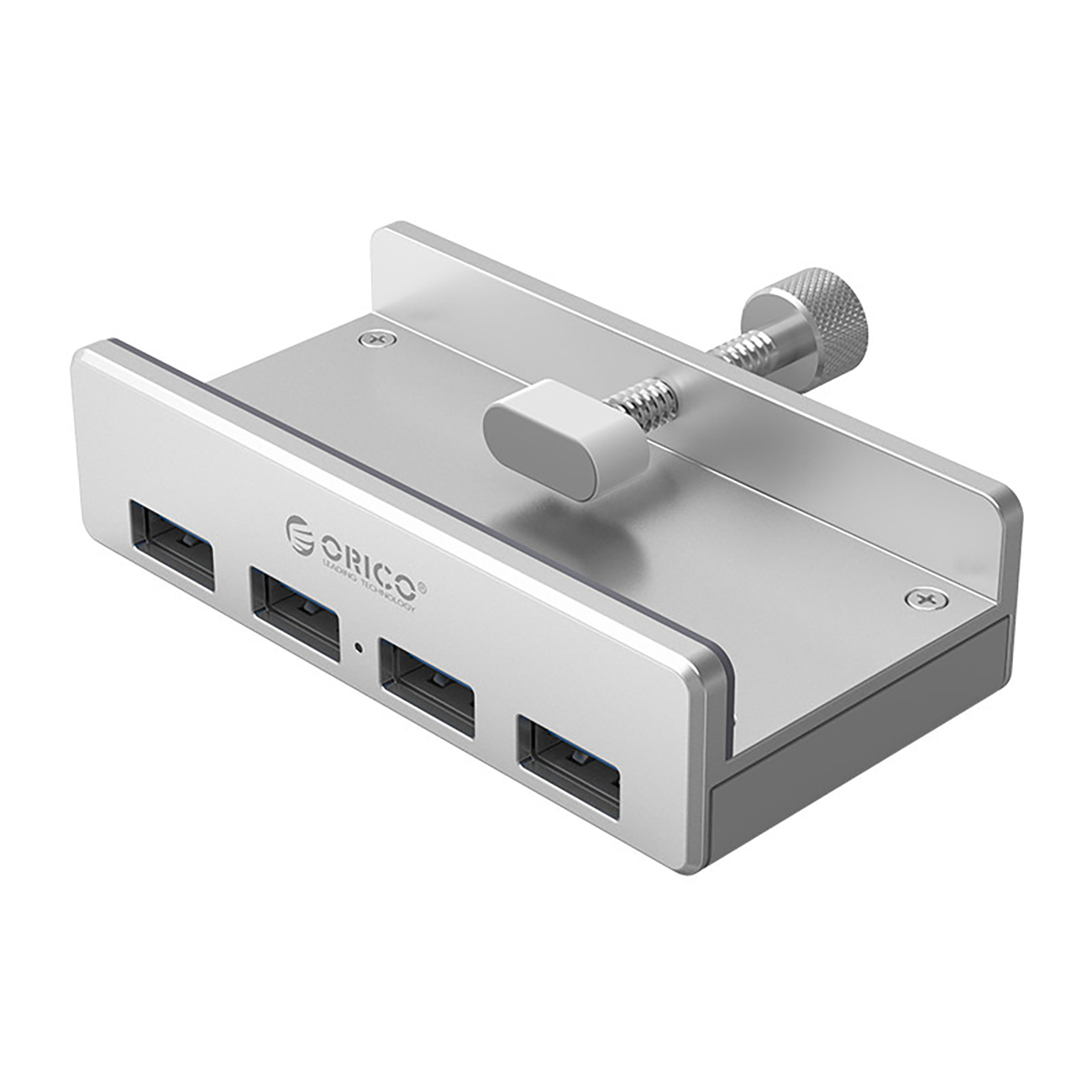 Orico MH4PU šakotuvas su spaustuku 4x USB-A 3.0 sidabrinis