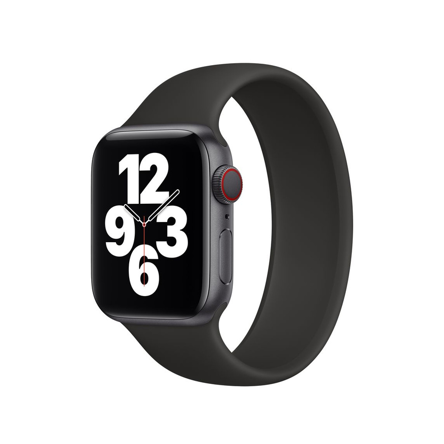 APPLE DIRŽELIS SOLO MYNC2ZM/A SILIKONINIS APPLE WATCH DIRŽELIS 44MM / 45MM JUODAS DYDIS 2 BE PAKUOTĖS