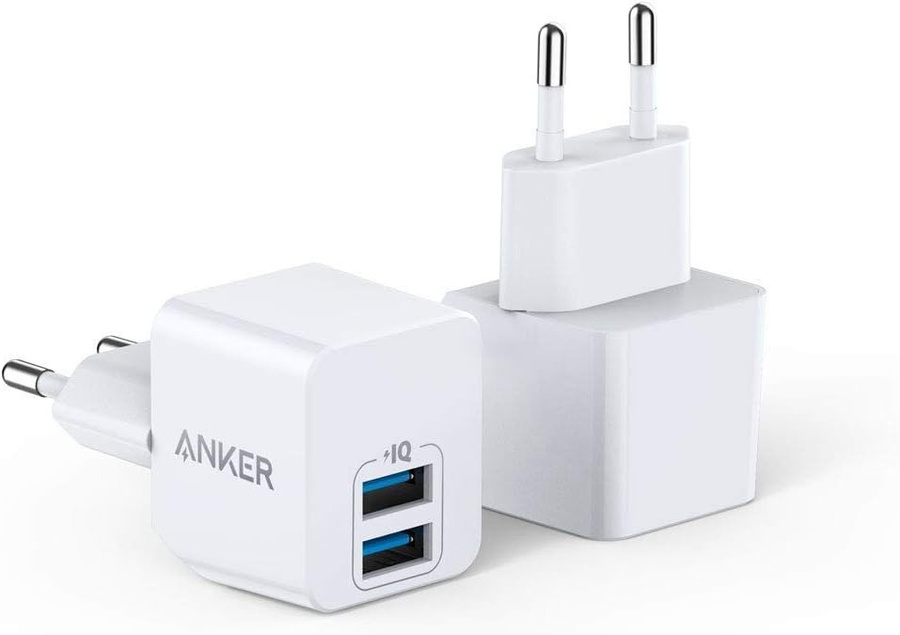 Anker PowerPort Mini dvigubas tinklo įkroviklis 2 vnt. kompaktiškas USB įkroviklis 2.5A galios