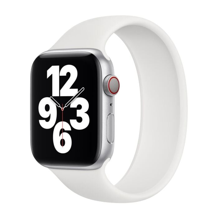 APPLE SILIKONINIS DIRŽELIS SOLO APPLE WATCH 39/40/41/42MM DYDIS 7 BALTAS ORIGINALI PLOMBA