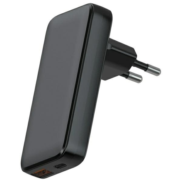 Beline tinklo įkroviklis 1x USB-C + 1x USB 65W juodas (tik galvutė) PD 3.0 + QC 3.0 BLN2CW65