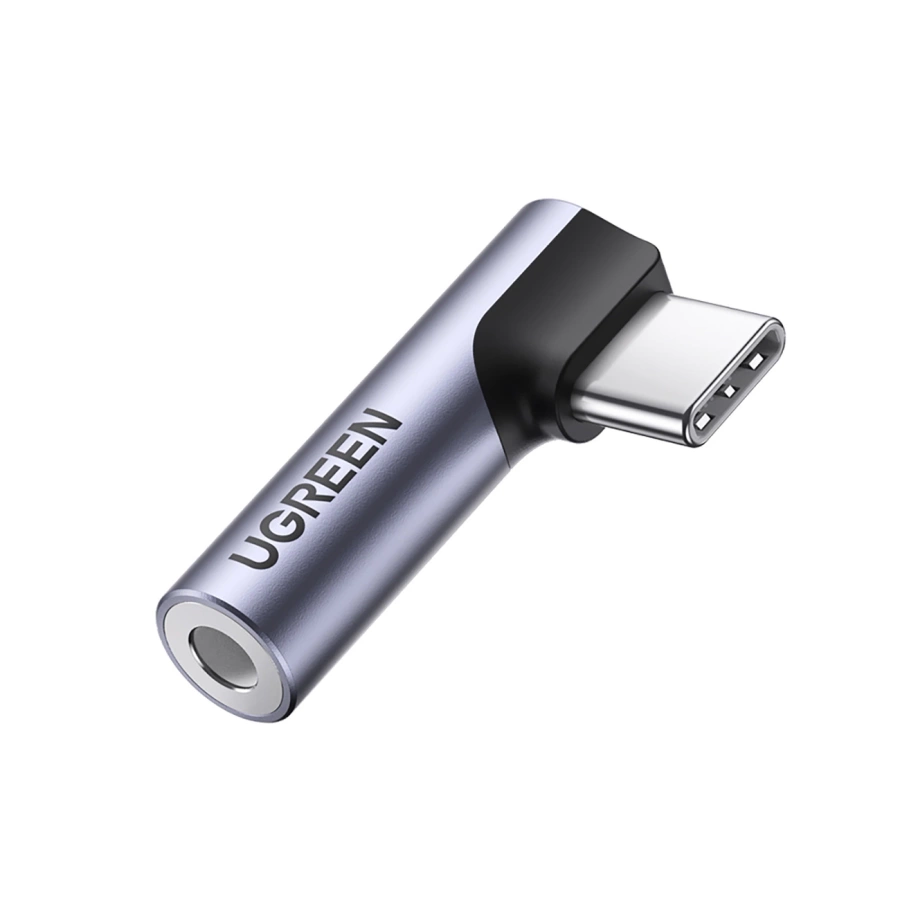 Ugreen AV154 80384 adapteris USB-C (vyriška) kampinis / mini jack 3,5mm (moteriška) - pilkas