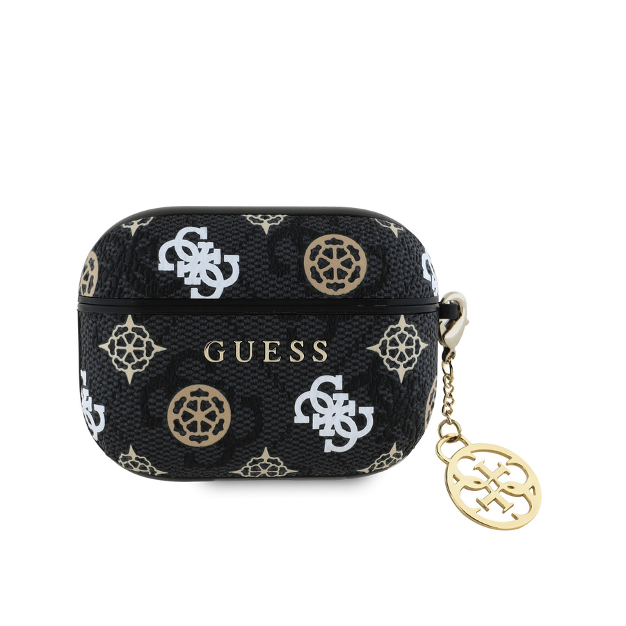 Guess PU 4G Peony Charm dėklas AirPods Pro juodas