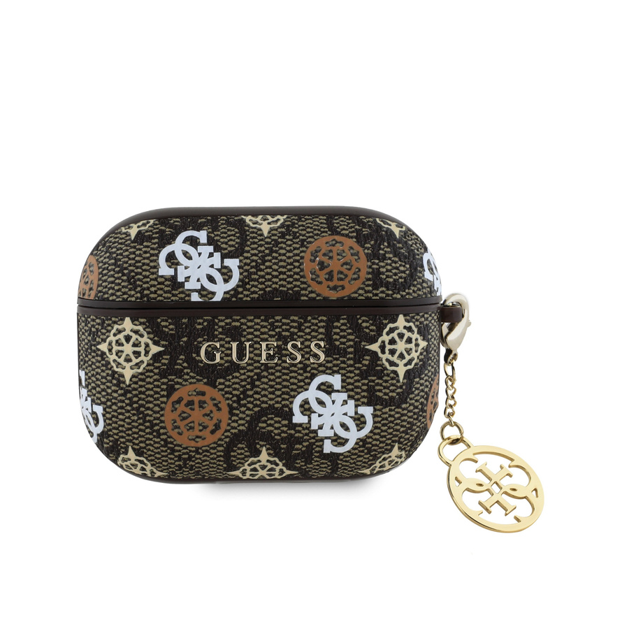 Guess PU 4G Peony Charm dėklas AirPods Pro rudas