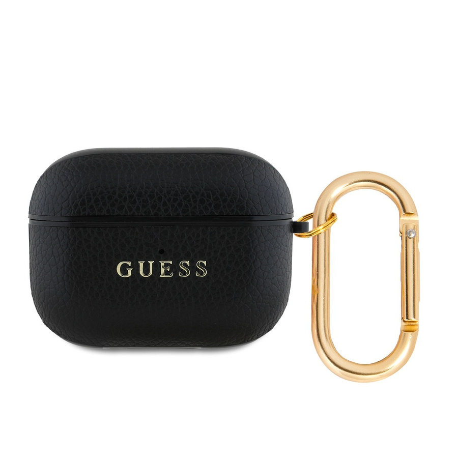 Guess PU Grained Classic Logo dėklas AirPods Pro juodas