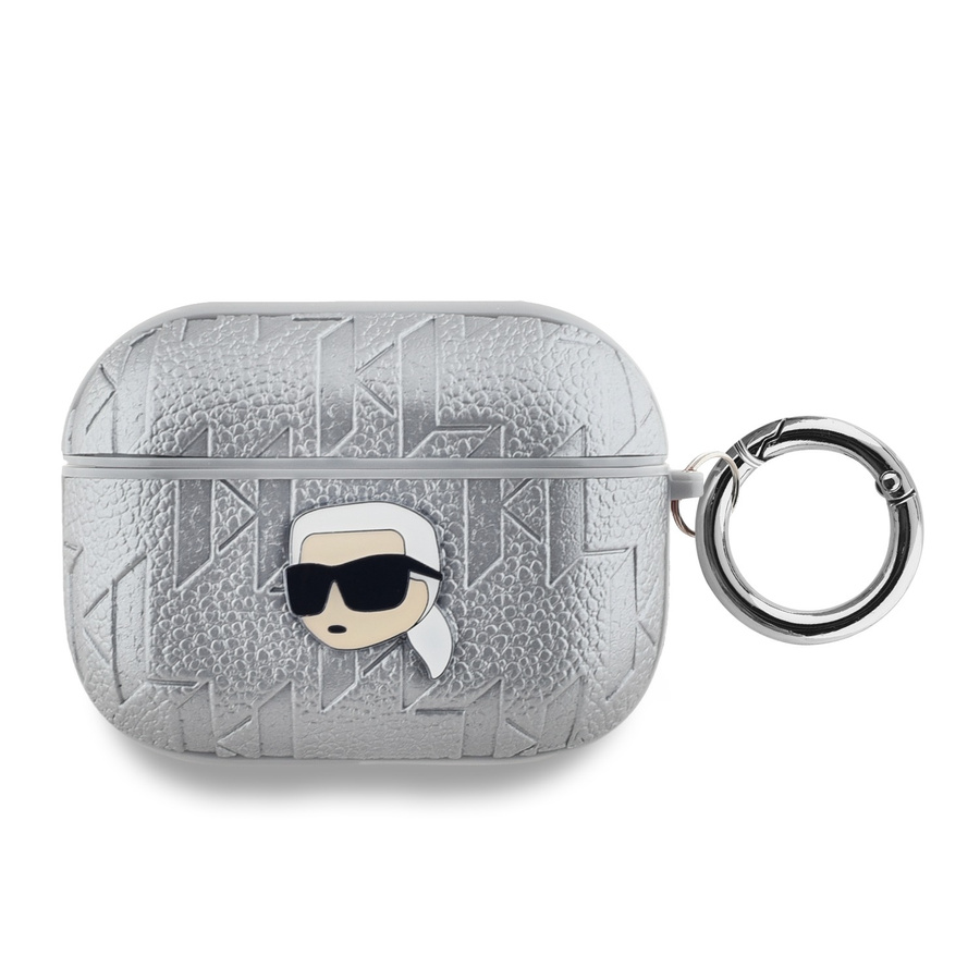 Karl Lagerfeld PU Embossed Karl Head dėklas AirPods Pro sidabrinis