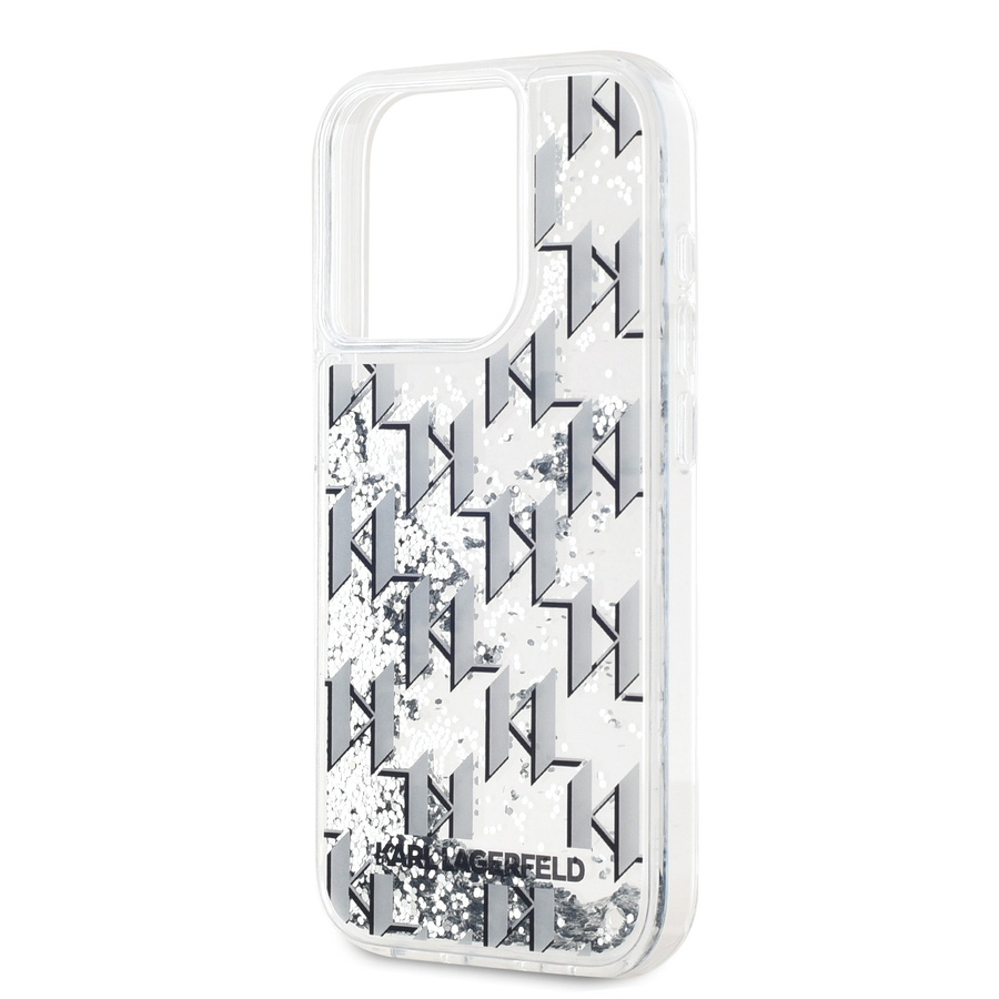 Karl Lagerfeld Liquid Glitter Monogram Gradient dėklas telefonui iPhone 15 Pro baltas