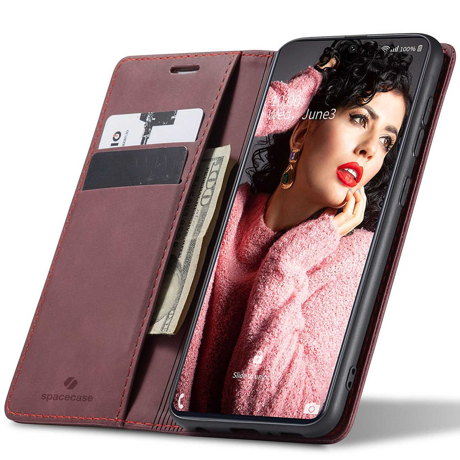 Spacecase piniginės dėklas Galaxy A71 raudonas