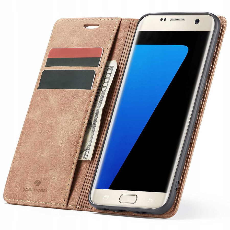 Spacecase piniginės dėklas Galaxy S7 Edge šviesiai rudas