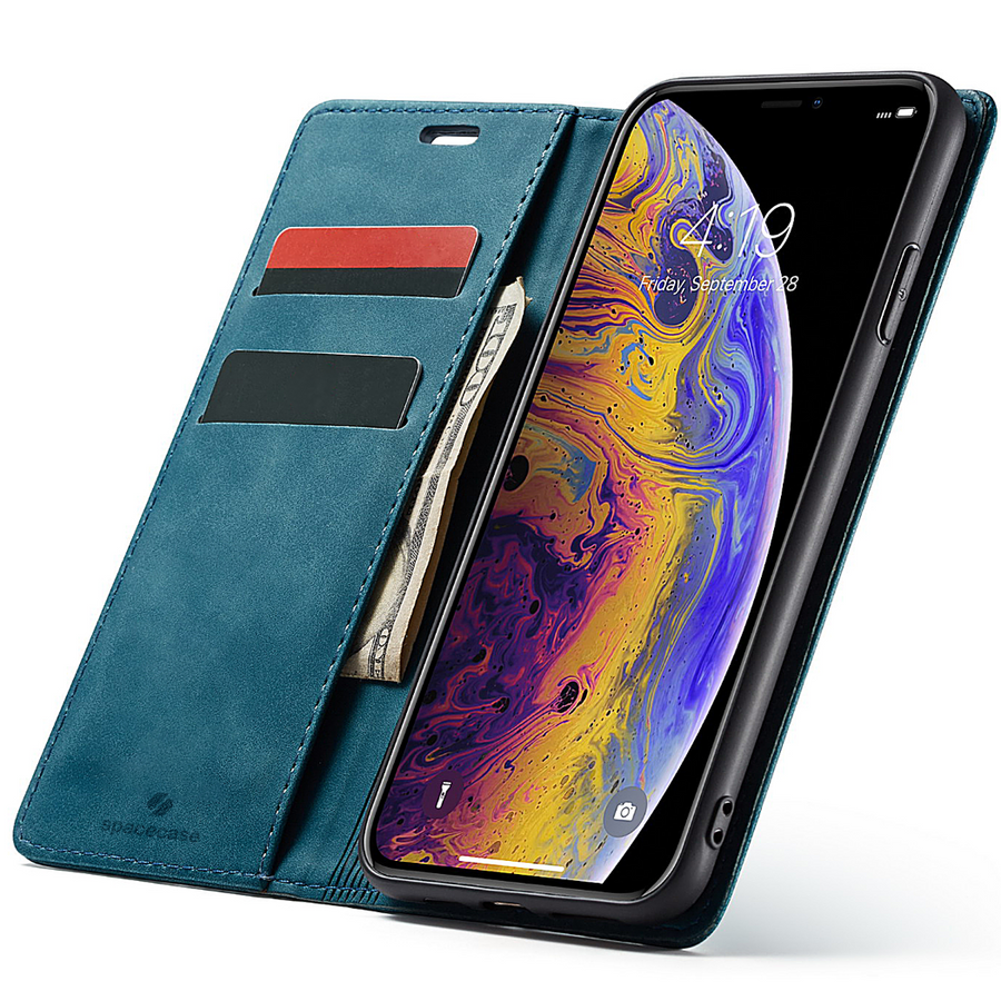 Spacecase piniginės dėklas iPhone Xs Max mėlynas